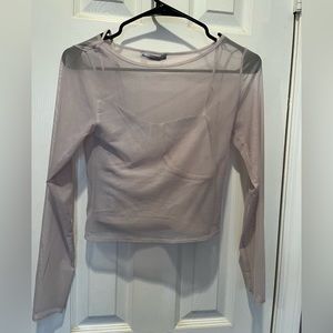 Abercrombie and Fitch double layer cami with mesh overlay